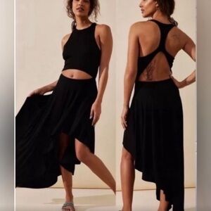 Free People FP Beach Bethany Cut Out Midi Dress Black NEW